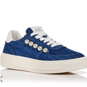 Stuart Weitzman NWT Courtside low top denim  pearl sneaker